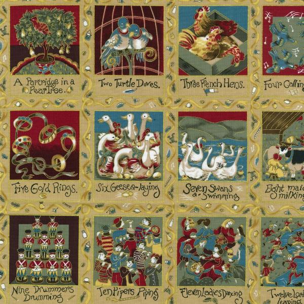 12 Days of Christmas Small Panels 8cm x 10 cm Gold Embossed - Click Image to Close